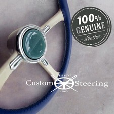 Pour Nissan Figaro 1989-1991 Véritable Bleu Marine Luxe Housse Volant Cuir