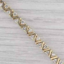 7.9Ct Round Simulated Diamond 925 Yellow Sterling Silver Tringle Tennis Bracelet