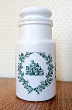 Vintage Spice Jar/White Opaline Jar/Antique Milk Glass