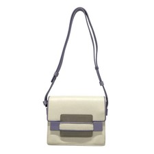 Auth DELVAUX Madam White Purple Leather Shoulder Bag