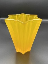 Vase verre jaune givré