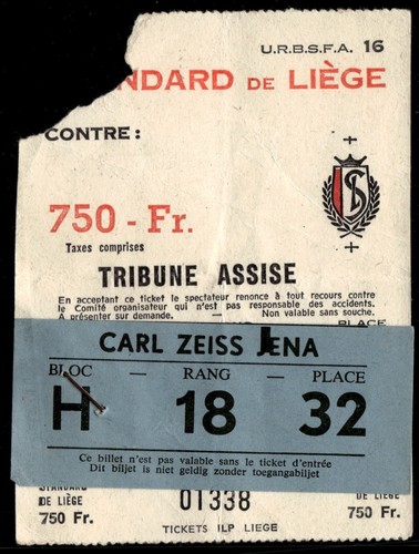 Ticket 1977 standard liege - ticket,