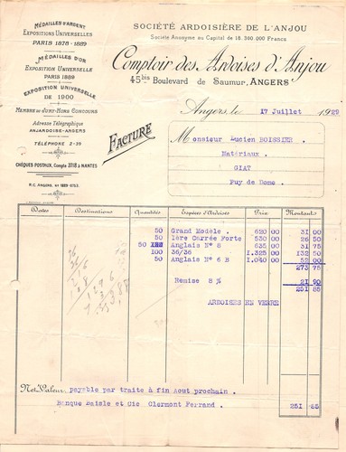 1929 societe ardoisiere l - ardoisiere, de