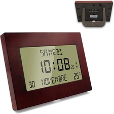 Digital Radio Wall Clock - Calendar Date Day and Time - Large Numbers - 8 Langua