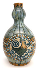 VASE GOURDE, GRES EMAILLEE