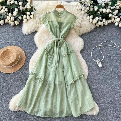 Robe midi verte sauge avec - midi,