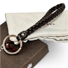 Porte-clés DELVAUX KEY 4 TROTTEUR bracelet cuir tressé marron