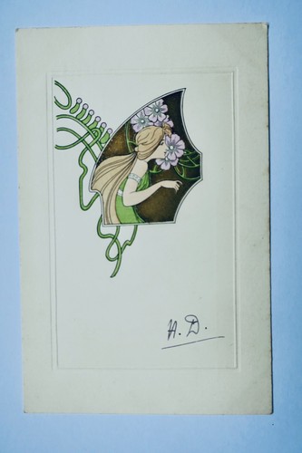 Art nouveau jeune femme motif - ,