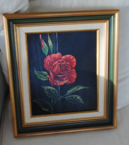 Huile sur toile encadre rose - encadre,