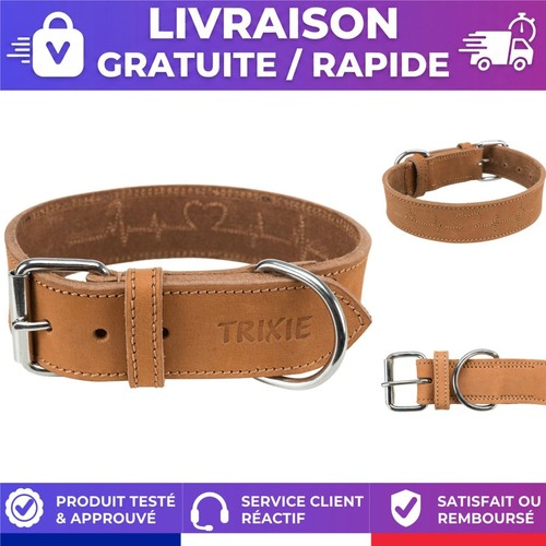 Collier chien cuir trixie - collier,