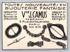 1920 Vve Camus Jewelry Fantasy Marcassite Jewelry Paris Antique Advertising
