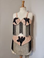 ANCIEN RARE COSTUME DANSEUSE DU VENTRE ORIENTALE PERLES DANSE VINTAGE 