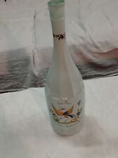 GLASS BOTTLE DECOR OLD MUSTERS YELLOW AND BLUE BIRD - PINK WINE