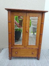 Small Pitchpin and Bamboo Pharmacy Doll Furniture Cabinet circa 1920