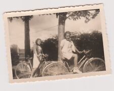Old photo ?️ Two girls bicycle Montignac Dordogne 1940 countryside ?