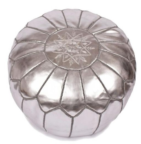 Pouffe cuire véritable - pouffe, en