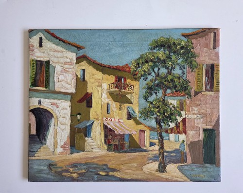 Huile sur toile paysage scène