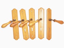 Lot de 5 poignées et PLaques de Propreté en bois, plaques de porte