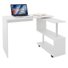 Bureau en angle blanc table de travail pivotant 90° bureau informatique pour PC