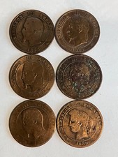 Monnaie 10 centimes, Napoleon III lot 6 pièces 