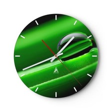 Horloge murale en verre 30x30cm Silencieuse Plante goutte eau bulle Wall Clock
