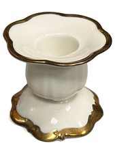 Alka Bougeoir Bavaria Porcelaine Blanc Or Vintage Abstrait