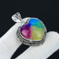 Arc-en-Ciel Solaire Quartz Pendentif Pierre Précieuse Main 925 Sterling Argent