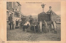 Old postcard scenes and type Normandy illustrated the brewing of apples