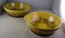 Two Terre Provence 7.25" Art Pottery Lug Handled Bowls