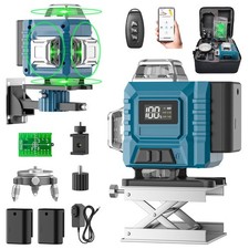 Niveau Laser 4 x 360° 4D 16 Lignes Laser Chantier avec 2 x 3000mAh Batterie &...