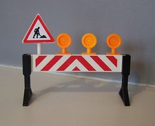 PLAYMOBIL (Q1205) CONSTRUCTION SITE - barrier for works with panel & lights