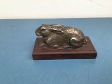 Statue Sculpture Rabbit Hare Animal Hunting Art Deco Bronze