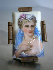 Porcelain Jewelry Brooch Limoges Princess Decor Fashion Women's St 1950 Antique