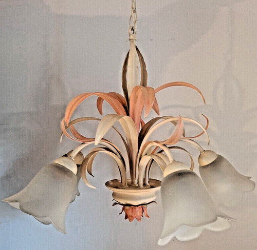 Lustre vintage métal peint - lustre,