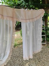 RIDEAUX-VITRAGES ROMANTIQUE brise-vue Ensemble de 12 pcs + accessoires état  NF