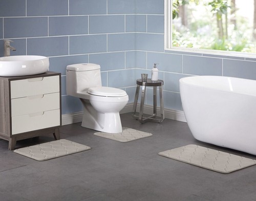 Bathroom rug set ash - bathroom, ogee