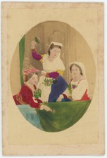 CDV enhanced circa 1865. Women, Italian costume to identify. Italy.