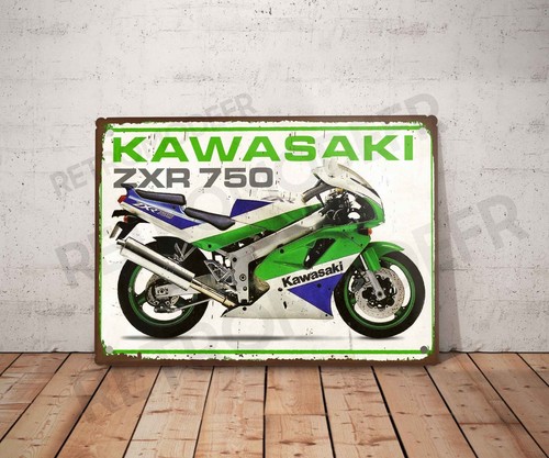 Plaque métal vintage kawasaki - vintage,