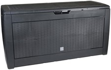 Boîte de Rangement Coffre à Coussins 310 Litres Aspect Rattan Verrouillable avec