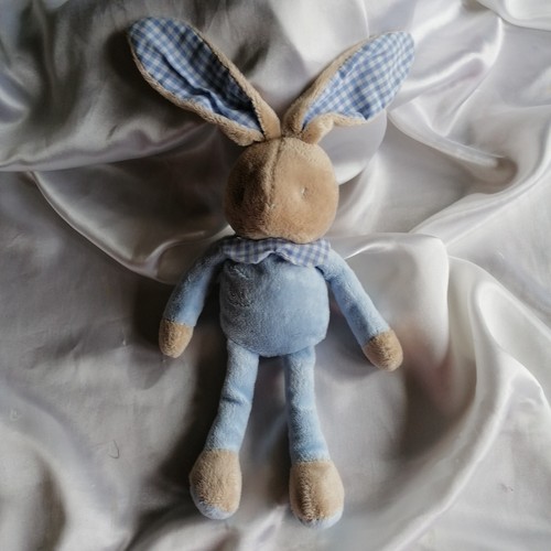 Doudou lapin beige bleu - lapin,