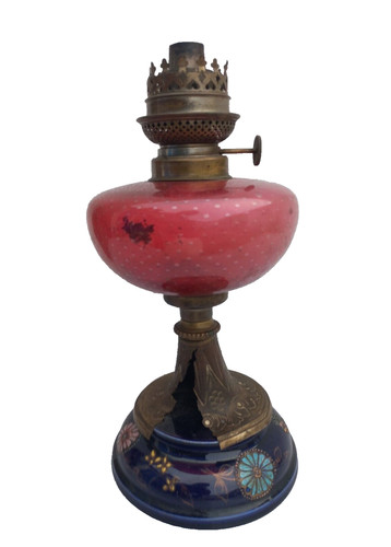 Lampe pétrole faïence