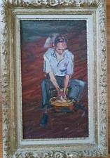 Georges Lapchine (1885-1951) Ecole de Paris, tableau potier assis peinture