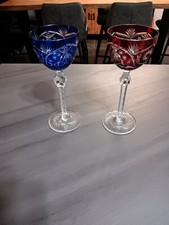 2  ANCIENS VERRES A VIN ROEMER  CRISTAL DOUBLE COLORE   