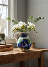 Vintage Italian Ceramic Pitcher Carafe "Decorato a Mano" - Flower Vase