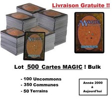 Lot de 500 Cartes Magic MTG Vrac 100 Uncos 350 Communes 50 Lands Collection TCG