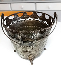 Bucket with openwork handle repoussè metal very old 19th century?, champagne, ash