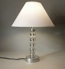 Pied de lampe art déco moderniste métal chromé boules de cristal