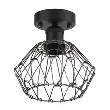 Plafonnier E27 vintage RETRA noir avec abat-jour cage pliable
