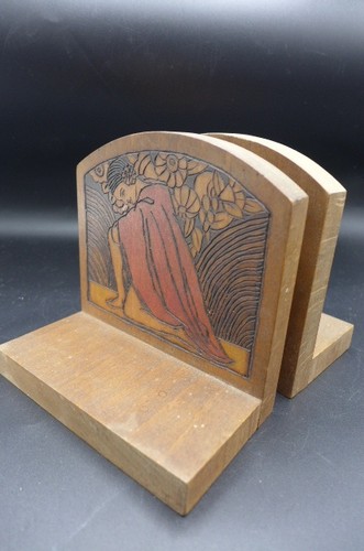 Art deco serre livres bois - ,