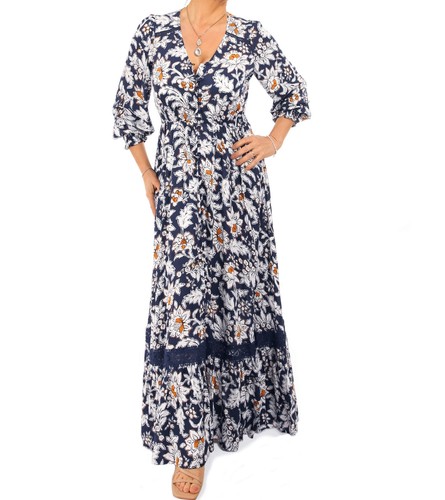 Robe maxi bohème boutons - maxi,